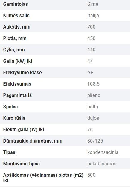 SIME MURELLE HE 50 ErP dujinis kondensacinis katilas