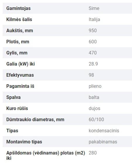 SIME MURELLE EV HE 30/55 dujinis kondensacinis katilas su integruotu 55l vandens šildytuvu