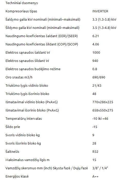 DAIKIN SENSIRA FTXF-A 3,8/4,8kW šilumos siurblys