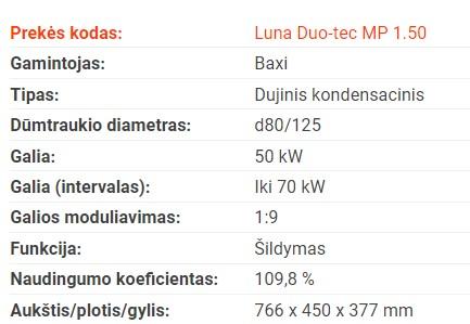 BAXI LUNA DUO-TEC MP 1.50 dujinis kondensacinis katilas