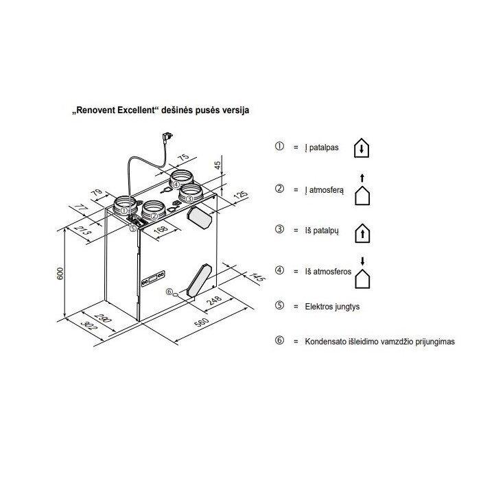 Plokštelinis rekuperatorius Renovent Brink Excellent 180 plus
